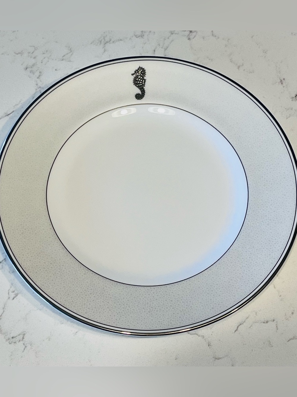 Waterford 1- Seahorse Ivory Collection Salad, Dessert Plate 8” Platinum